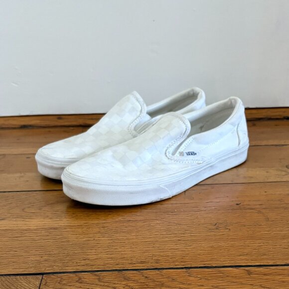 Vans Classic Slip-On Checkerboard Shoe | True White | Size 9 - Picture 1 of 3